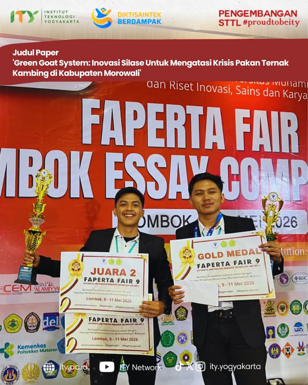 Membanggakan! Mahasiswa Teknik Lingkungan ITY Menorehkan Prestasi dalam Lomba Essay Nasional